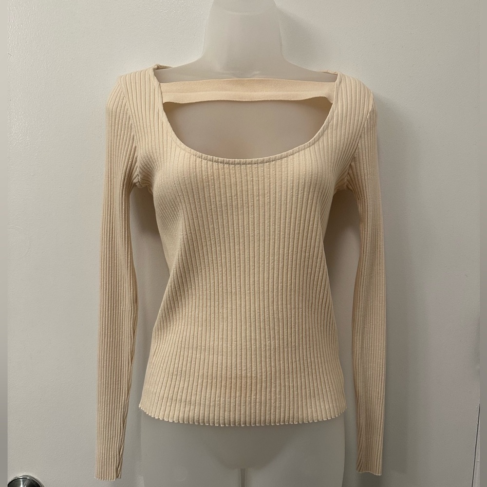 Zara Long Sleeve Cream Top - Size Large